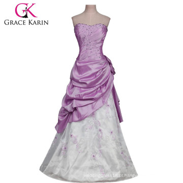 Grace Karin Long Strapless Roxo e Branco Borgonha Quinceanera Vestidos baratos CL2519